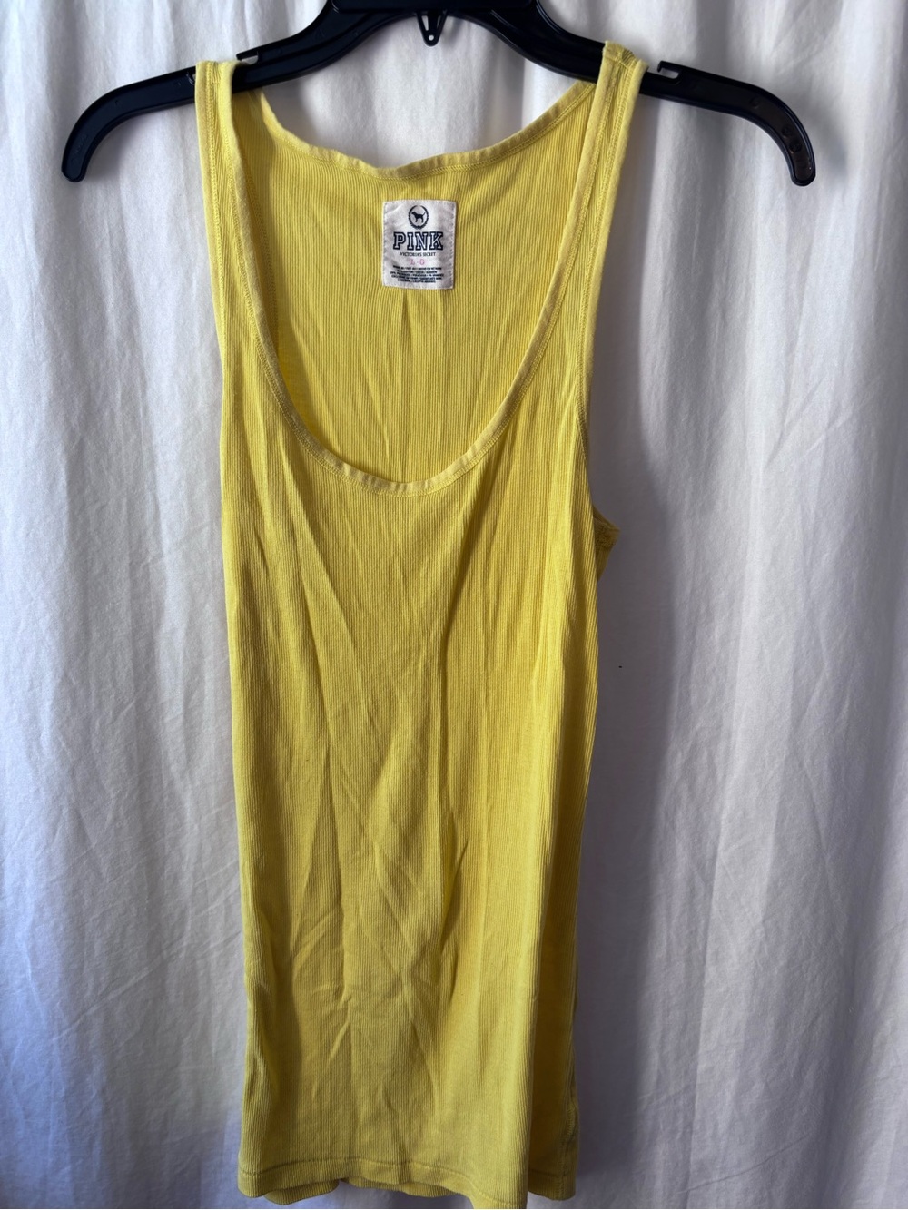 Victoria's Secret PINK Ribbed Tank Top in Yellow Size Large Like New